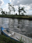 JT00996 Canoe and sailboat at little island in lake 'De Fluezen', The Netherlands.jpg
